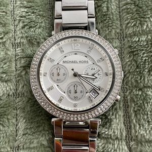 Michael Kors Silver rhinestone watch.